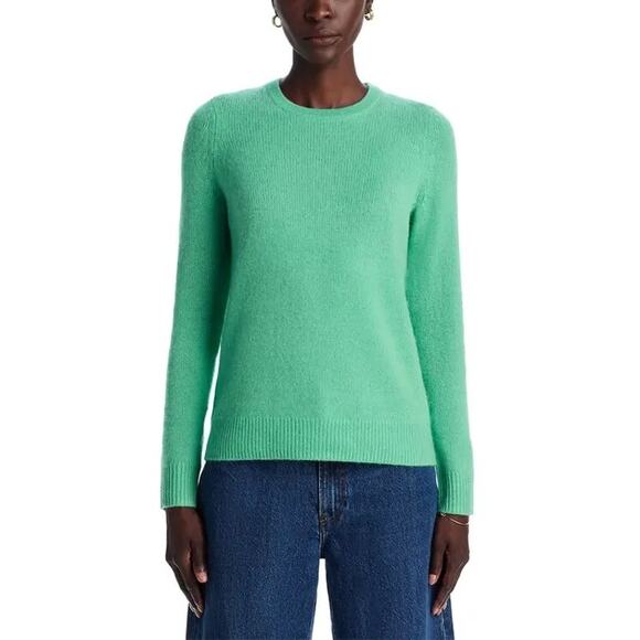 C by Bloomingdale's Women Fern Green Cashmere Knit Crewneck Sweater Size M - Picture 2 of 6